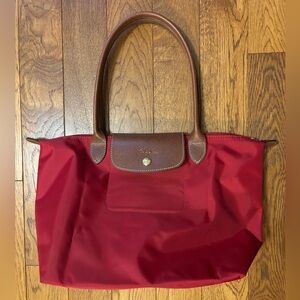 Longchamp le pliage medium tote shoulder bag red